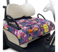 Tomeusey 4 Front Pockets Golf Cart Seat Cover with Holes, Golf Ball Tropical Plants Blanket for Golf Carts, Universal Club Car Cushion Covers