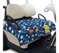 Tomeusey Golf Ball Print Blue Golf Cart Seat Cover Seat Towel/Blanket with 4 Front Pockets, Universal Fit More 2-Seat Golf Carts