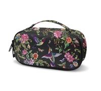 Tomeusey Hummingbird Flower Print Insulin Cooler Travel Bag, Insulated Medication Travel Bag for Daily Use, Diabetes Testing Kit Blood Glucose Monitor Kit