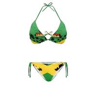 Tomeusey Jamaican Flag Palm Sexy Bikini Sets for Women High Cut 2 Pcs Thong Swimsuit Tie Knot Swimwear Sexy Mini Bathing Suit