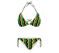 Tomeusey Jamaican Stripes Women Sexy Brazilian Bikini Set 2 Piece Spaghetti Strap Top Thong Swimsuit Triangle Bathing Suit