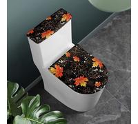 Tomeusey Toilet Lid Cover and Toilet Tank Lid Cover, Home Bathroom Essentials, Maple Leaf Print 2 Pcs Stretch Toilet Replacement Cover, Fits Most Toilet Tanks & Lids