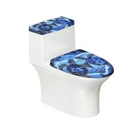 Tomeusey Toilet Lid Cover Set, Blue Turtle Flower Durable Toilet Seat Lid Cover Set 2 Pcs with Elastic Edge,Universal Fits Home Bathroom Decor Accessories