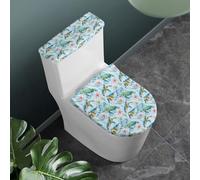 Tomeusey Toilet Lid Dust Cover, Toilet Lid Cover and Toilet Tank Lid Protector 2 Pcs Set, Bathroom Decor Essentials with Turtle Print