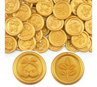 Tomgenrine 56-Piece Gold Wax Seal Stickers - Self-Adhesive Sealing Stickers with Leaf & Cherry Designs, Ideal for Wedding Invitations, Christmas Presents, Gift Wrapping, and Parties