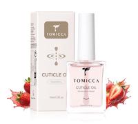 TOMICCA 15ml Hydrating Cuticle Oil, Strawberry Scented Nail Oil with Vitamin E for Dry Brittle Cuticles, Brush Head Design - Softens & Nourishes Rough Nails