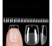 TOMICCA 240PCS Extra Short Coffin Nail Tips - Full Cover Clear Soft Gel False Nails, Half Matte No File Needed Press on Tips for Nail Extensions, 15 Sizes for DIY Manicure & Salon