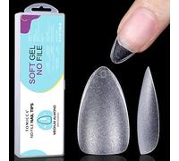 TOMICCA 360Pcs Medium Almond Nail Tips - No-File Matte Soft Gel Full Cover | Soak Off Extensions, 15 Sizes Salon & Home DIY Kit