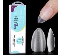 TOMICCA 360Pcs Short Almond Gel Nail Tips - No-File Matte Full Cover for Soak Off | Soft Acrylic False Tips, 15 Sizes Salon & Home Kit