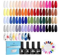 TOMICCA 40pcs Gel Nail Polish Set, 8ml Each - Complete UV Nail Kit with Base Coat, Glossy & Matte Top Coat plus Blooming Gel, Brown Red Orange Purple Black Classic Colors for DIY Home Manicure