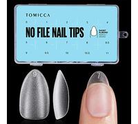 TOMICCA 450Pcs Short Almond Nail Tips - No-File Matte Soft Gel Full Cover | Soak Off Resin Extensions, 15 Sizes Salon & Home DIY Kit with Storage Box