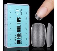 TOMICCA 450Pcs Short Oval Nail Tips - No-File Matte Soft Gel Full Cover | Soak Off Extensions, 15 Sizes Salon & Home Kit with Storage Box