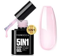 TOMICCA 5 in 1 Builder Base Nail Gel - 15ML Strengthening Light Pink UV Gel for Hard Nails & Extensions, Easy to Shape & Repair