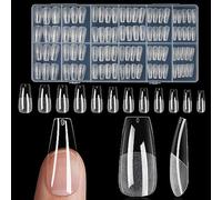 TOMICCA 504PCS Clear Medium Coffin Nail Tips Kit - Coffin Shape False Nails with Numbered Box for Gel Polish & Acrylic Extensions, 10 Sizes Pre-Buffed for Salon & Home DIY