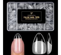 TOMICCA 510Pcs Short Almond Acrylic Nail Tips - Ultra Matte Pre Shaped | 15 Size Upgraded Clear Press On Nails, Buff-Free, Natural Look, Long-Lasting & Non-Lifting，Ideal for Beginners & Nail Pro