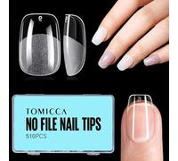 TOMICCA 510Pcs Short Square Gel Nail Tips - Half Matte Full Cover No-File Extensions | Pre-Buffed Traceless Fit, 12 Sizes Salon & Home DIY Kit