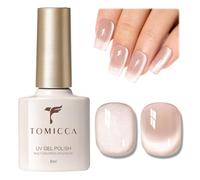 TOMICCA Cat Eye Gel Nail Polish, Holographic Nude Magnetic Gel Polish, Soak Off UV LED Jelly Natural Nude Cat Eye UV Nail Polish for Nail Art Manicure Salon DIY at Home, 8ml