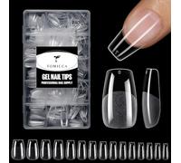 TOMICCA Coffin Nail Tips, 240Pcs Full Cover Clear Soft Medium Coffin Gel Nail Tips, Acrylic Nails for Nail Extension Long Last Fake nails for Manicure Art DIY Home, 15 Sizes