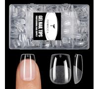 TOMICCA Extra Short Coffin Nail Tips, 240Pcs Half Matte Full Cover Clear Soft Gel Tips, Acrylic for Nail Extension Long Last Fake nails for Manicure Art DIY Home, 15 Sizes