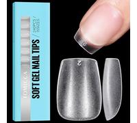 TOMICCA Extra Short Coffin Nail Tips, Clear Nail Tips Natural False Nails Coffin French Acrylic Nails Artificial Nails Tips for Girls Women, (240 Pcs,15 Sizes)