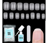 TOMICCA Extra Short Oval Nail Tips, 240 Pcs, 15 Size S, False Nails with Glue Kit & File, Clear Acrylic Nails, Nail Art Decorations for Girls