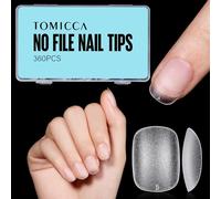 TOMICCA Extra Short Oval Nail Tips - 360pcs Soft Gel Full Cover Tips, 15 Sizes Double-Sided Matte No File Design for Acrylic & Gel Extensions