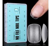 TOMICCA Extra Short Oval Nail Tips - 450Pcs Soft Acrylic Nails Tip, 15 Sizes Double-sided Matte No File False Tips, Strong Full Cover Short Gel Tips for Nail Extensions
