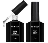 TOMICCA Gel Nail Base & No-Wipe Top Coat Set 2 x 15ml - UV/LED Soak-Off Gel Base Coat & High-Shine No-Wipe Top Coat - Long-Lasting, Quick Cure, Professional Manicure