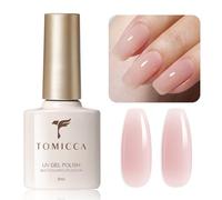 TOMICCA Gel Nail Polish, Jelly Dark Pink UV Nail Polish, Soak Off UV LED Translucent Natural Milky Pink Gel Nail Varnish High Glossy Nail Art Manicure Salon DIY, 8ml
