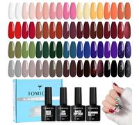 TOMICCA Gel Nail Polish Set, 40Pcs 8Ml UV Nail Polishes Set with Base Glossy Matte Top Coat & Blooming Gel, Brown, Red, Orange, Purple, Black Classic Colors DIY Nail Collection