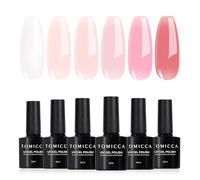 TOMICCA Gel Nail Polish Set 6 x 8ml, UV/LED Soak-Off Nail Art Gel | High Gloss Chip Resistant, Jelly Pink Set, Manicure Pedicure DIY for Salon & Home Use, Long Lasting & Easy to Apply