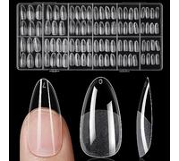 TOMICCA Medium Almond False Nail Tips - 504pcs Pre-Buffed No File Nail Tips, Semi-Matte Full Cover for Extensions | 12 UK Sizes Break Resistant Tips for Salon & Home DIY