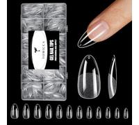 TOMICCA Medium Almond Nail Tips, 240Pcs Half Matte Clear Soft Gel Almond Shaped Nails Tip, Full Cover Acrylic Fake Nails for French Nail Extensions DIY Nail Art, 12 Sizes