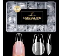 TOMICCA Medium Coffin Clear Press on Nails - 510PCS 15 Sizes Full Cover Nail Tips, Pre-shaped Half Matte Acrylic Nail Kit,Resists Breaking & Cracking for Nail Extension & DIY Nail Art