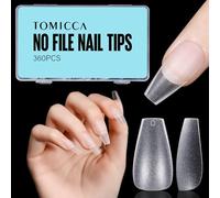 TOMICCA Medium Coffin Gel Nail Tips - 360pcs No File Soft Gel Tips with Matte Finish, Full Cover Tips for Soak Off & Acrylic Extensions, 15 Sizes Salon & Home Kit