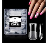 TOMICCA Medium Square Nail Tips, 240PCS Half Matte Press on Gel Nail Tips, Full Cover Clear Acrylic False Nails for Nail Extensions DIY Manicure Art, 12 Sizes