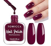 TOMICCA Nail Polish, Quick Drying Dark Purple Nail Polish, Plum Color Nail Varnish No UV Needed, Long Lasting Chip Resistant for DIY Manicure Decorations, 15ml