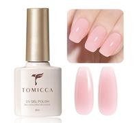 TOMICCA Pink Gel Nail Polish, Jelly Milky Pink Gel Polish, Soak Off UV LED Translucent Peach Gel Nail Varnish High Glossy Nail Art Manicure Salon DIY, 8ml