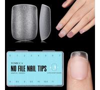 TOMICCA Professional Nail Tips - 450pcs Extra Short Oval Soft Gel, Double-Sided Matte No File Tips for Salon & Home Use, 15 Sizes Full Cover