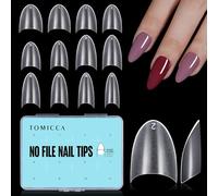 TOMICCA Short Almond French Edge Nail Tips, 504pcs Half Cover False Nail Tips, Clear Matte False Nails, Acrylic Nail Tips, Artificial Nails Tips for Acrylic Extensions, Salon Nails 12 Sizes