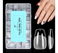 TOMICCA Short Coffin Nail Tips, 15 Sizes 240Pcs False Nail Tips, Full Cover Press On Soft Gel Nail Tip, Clear Fake Nails for Nail Extensions Manicure DIY Practice Art Design