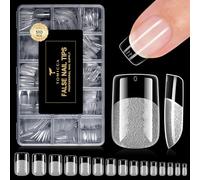 TOMICCA Short Square Nail Tips - 510PCS 15 Sizes Full Cover Clear Press on Nails, Pre-shaped Half Matte Acrylic Nail Kit,Resists Breaking & Cracking for Nail Extension & DIY Nail Art
