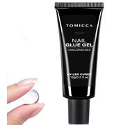 TOMICCA Solid Nail Glue Gel, 15g Long Lasting Strong Adhesive No-Stick Hands for Nail Tips, Press on Nails False Nails, Nail Glue Extra Strong UV Nail Art Glue Home Salon DIY