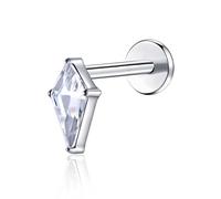TOMIDES G23 Titanium Flat Back Earrings Studs 18g 16g F136 Implant Grade Titanium Labrets Press Fit Threadless Push In Dainty Cartilage Helix Conch Lobe Lip Tragus Piercing Jewelry, S, Titanium, cubic