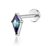 TOMIDES G23 Titanium Flat Back Earrings Studs 18g 16g F136 Implant Grade Titanium Labrets Press Fit Threadless Push In Dainty Cartilage Helix Conch Lobe Lip Tragus Piercing Jewelry, S, Titanium, cubic