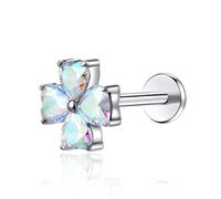 TOMIDES G23 Titanium Flat Back Earrings Studs 18g 16g F136 Implant Grade Titanium Labrets Press Fit Threadless Push In Dainty Cartilage Helix Conch Lobe Lip Tragus Piercing Jewelry, S, Titanium, Cubic