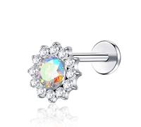 TOMIDES G23 Titanium Flat Back Earrings Studs 18g 16g F136 Implant Grade Titanium Labrets Press Fit Threadless Push In Dainty Cartilage Helix Conch Lobe Lip Tragus Piercing Jewelry, S, Titanium, cubic