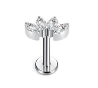 TOMIDES G23 Titanium Flat Back Earrings Studs 18g 16g F136 Implant Grade Titanium Labrets Press Fit Threadless Push In Dainty Cartilage Helix Conch Lobe Lip Tragus Piercing Jewelry, Titanium, cubic