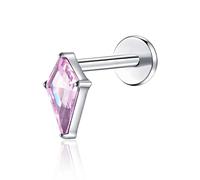 TOMIDES G23 Titanium Flat Back Earrings Studs 18g 16g F136 Implant Grade Titanium Labrets Press Fit Threadless Push In Dainty Cartilage Helix Conch Lobe Lip Tragus Piercing Jewelry, S, Titanium, cubic