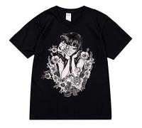 Tomie Kawakami T-Shirt Short Sleeve Junji Ito Pullover Tops Japanese Horror Manga Tomie Graphic Print T-Shirt for Mens Womens Black